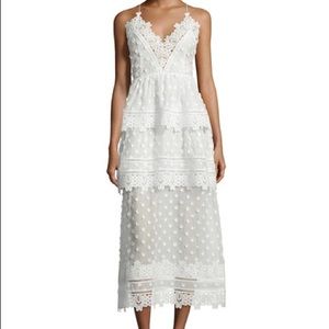 Self Portrait eyelet tiered midi dress